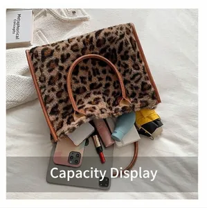 Leopardenmuster-Plüschtasche mit großem Fassungsvermögen für Regenschirm