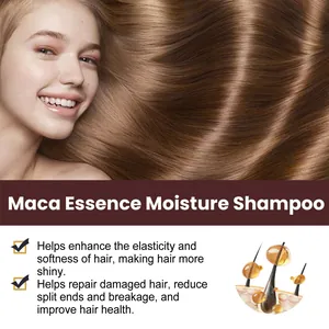 Gedetailleerde kenmerken en voordelen van Maca Essence Moisture Shampoo voor herstel en glans.
