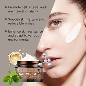 Vue détaillée de la crème visage HOYGI au venin de serpent, texture onctueuse et actifs moléculaires
