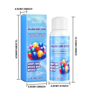 Detailed dimensions of 100ml balloon shiny spray showing bottle and packaging sizes
