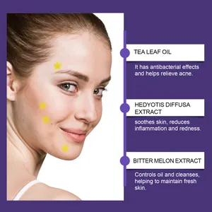 Infographic showing star acne patches ingredients like Tea Leaf Oil and Bitter Melon Extract