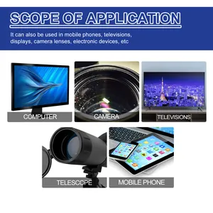 Scope of application showing screen coating liquid for computers, cameras, and phones