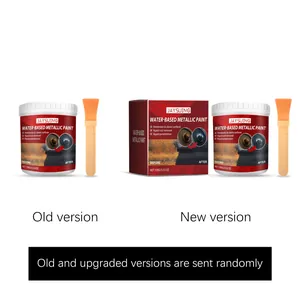 Water-based metallic paint for rust removal with brush, showing old and new versions