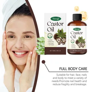 Aceite de ricino puro HOYGI de 100ml prensado en frío para el cuidado de cabello y uñas.