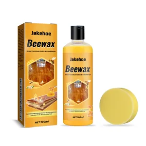 Jakehoe 100ml beewax furniture polish and conditioner with yellow sponge applicator.