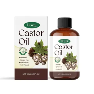 Aceite de ricino HOYGI 100ml prensado en frío para cabello y piel con caja de embalaje blanca
