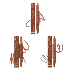 Set professionnel de crayons à lèvres Zephoco en rose nude, rouge-orangé et brun
