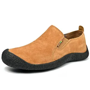 Chaussures Décontractées d'Extérieur pour Hommes en Daim Basses Slip-on Sneakers Antidérapantes Bout de Protection