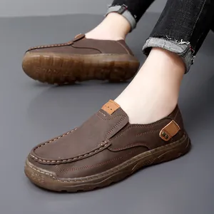 Zapatos casuales para hombre de color marrón cosidos a mano con suela antideslizante cómoda