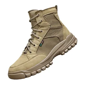 Men's outdoor high-top tactical hiking desert boots with durable rubber sole