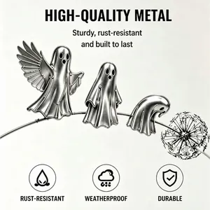 Halloween Ghost Pumpkin Metal Garden Stakes Weatherproof Yard Signs Outdoor Lawn Path Decorative Ground Plugs Halloween Decor