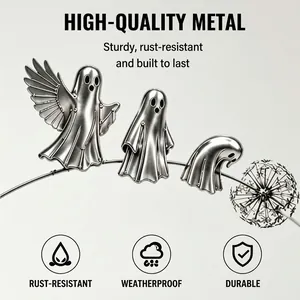 High-quality rust-resistant metal ghost-style floor socket for Halloween garden decor