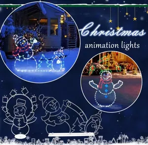 Luces LED navideñas animadas con pelea de bolas de nieve para decoración de jardín