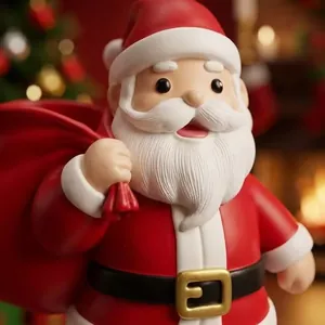 Gros plan d'une jolie statue de Père Noël en résine pour une décoration de Noël festive.