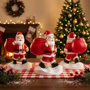 Figurine Père Noël en Résine Jardinière Multifonctionnelle Boîte de Rangement Bureau Pot à Fleurs Succulentes Décoration Maison Bureau Cadeau