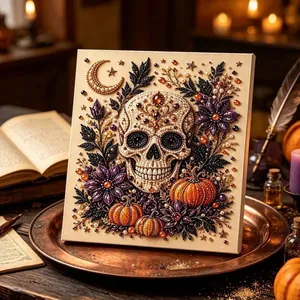 Kit de peinture artistique DIY perle Halloween avec crâne gothique et citrouille