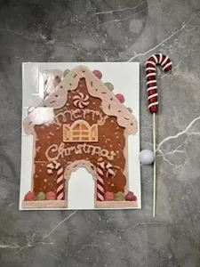 Festive Christmas gingerbread house golf board set with candy cane putter and ball
