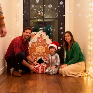 Gingerbread House Golf Game Set Christmas Indoor Interactive Party Game With Target Board Candy Cane Club And Balls
