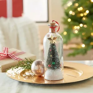 Christmas Tree Message in a Bottle Tabletop Decoration Plastic Miniature Santa Claus Snowman Festive Desktop Ornament