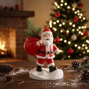 Figurine de Père Noël en résine avec pot de sac, décor de Noël intérieur douillet