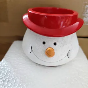 Christmas snowman ceramic pen holder and flower pot storage box