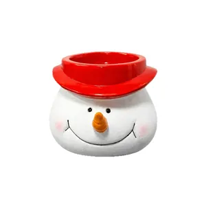 Cute snowman ceramic container for Christmas desk storage or small succulent flower pot