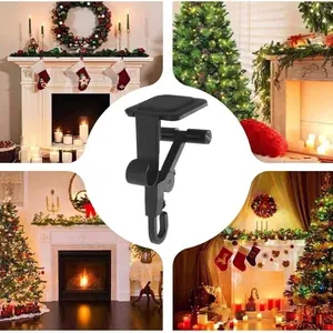 Support de chaussette de Noël en métal noir robuste pour décoration de cheminée festive