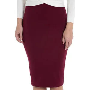 Women High Waist Pencil Skirt Slim Fit Sexy Bodycon Midi Skirt Polyester Spandex Solid Color OL Office Work Wear Bottom