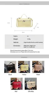 Detaillierte Spezifikationen und fünf Farboptionen für die schicke PU-Tasche.