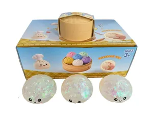 Σετ από τρία ιριδίζοντα παιχνίδια squishy με χαμογελαστά ψωμάκια με κουτί λιανικής