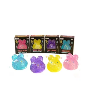 Set van vier kleurrijke glitter Jelly Hops konijn sensorisch knijpspeelgoed voor stress
