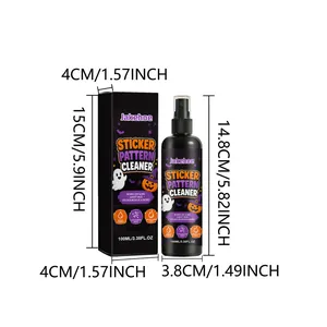 Detailed dimension diagram for 100ml Halloween sticker pattern cleaner spray set