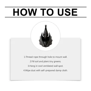 Instructions sur l'utilisation du jardinière murale suspendue chauve-souris gothique.
