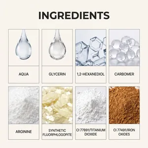 Detailed view of high quality ingredients for glitter face and body gel makeup set