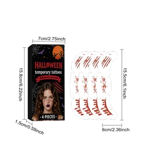 Dimensions détaillées du set de tatouages Halloween avec motifs de griffures
