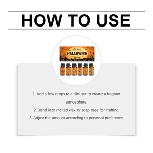 Instrucciones detalladas en inglés para el set de aceites de Halloween