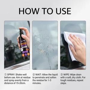 Instructional guide for using Halloween sticker pattern cleaner spray on car windows
