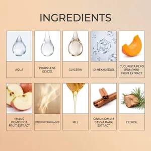 Lista detallada de ingredientes del set de aceites esenciales de Halloween con extractos.