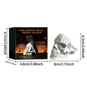 Dimensioni precise per il supporto cellulare teschio di Halloween con confezione.