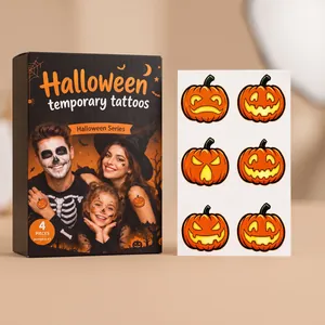 Halloween Pumpkin Series Temporary Tattoo Stickers Waterproof Long Lasting Face Body Art For Party Makeup Festive Decor