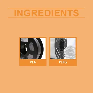 Comparison detail of PLA and PETG 3D printing filaments in black and clear spools.