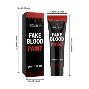 Abmessungen der EELHOE Halloween Kunstblut Tube und der 30ml Verpackungsschachtel