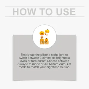 Usage instructions for the silicone pumpkin night light with three brightness levels