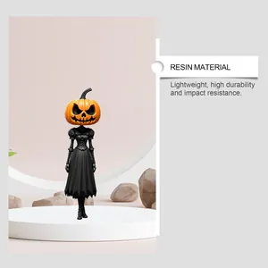 Vista detallada que muestra el material de resina de la figura de calabaza de Halloween