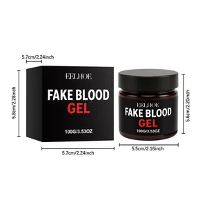 EELHOE Halloween Kunstblut Gel 100g Dose mit detaillierten Produktmaßen und Verpackung