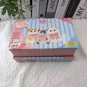 Set di 6 simpatici giocattoli antistress a forma di gatto grasso in confezione regalo