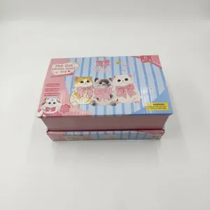 Set di 6 simpatici giocattoli antistress Fat Cat in una scatola a strisce rosa