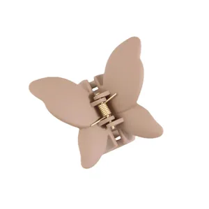 Pinza per capelli a farfalla beige opaco con robusta molla in metallo per lo styling