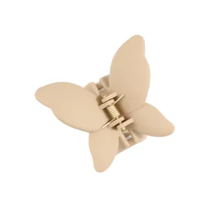 Molletta per capelli a farfalla beige opaco con robusto design in ABS e molla metallica