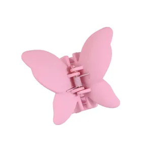 Fermaglio per capelli a farfalla rosa opaco in materiale ABS resistente per donne